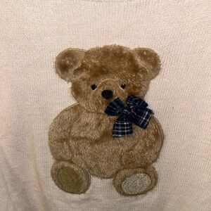 Threaded Leaf Teddy Bear Knit Sweater | Soft Girl Y2K Coquette Top XL